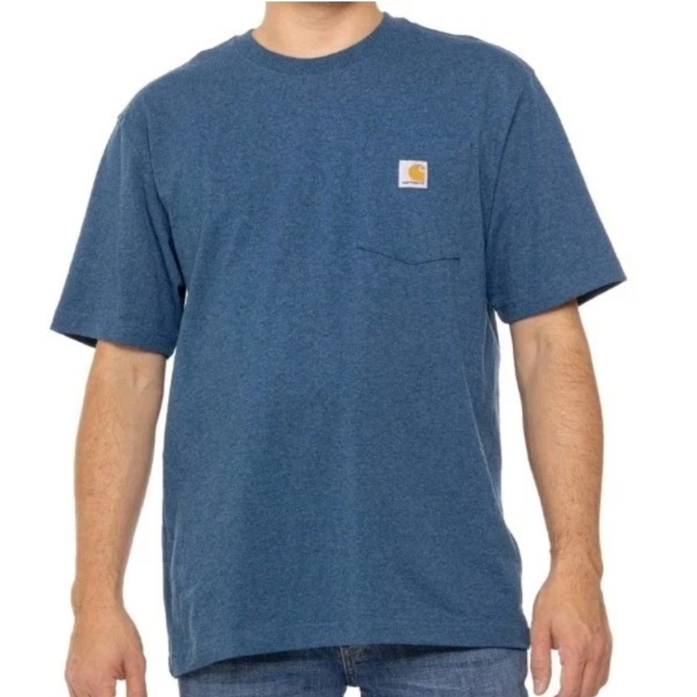 Carhartt Loose Fit Work Wear Pocket T-Shirt Men Size 4XL Blue Heavyweight Tee
